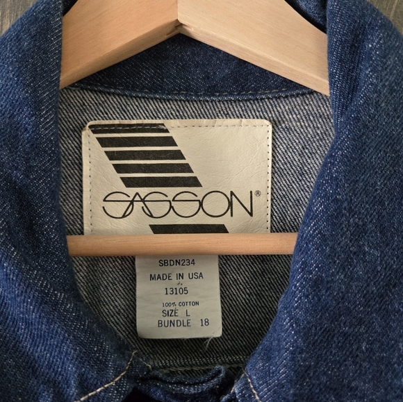 Sasson Vintage Blue Denim Jacket with Tan Accents Men's Size L - Picture 5 of 7